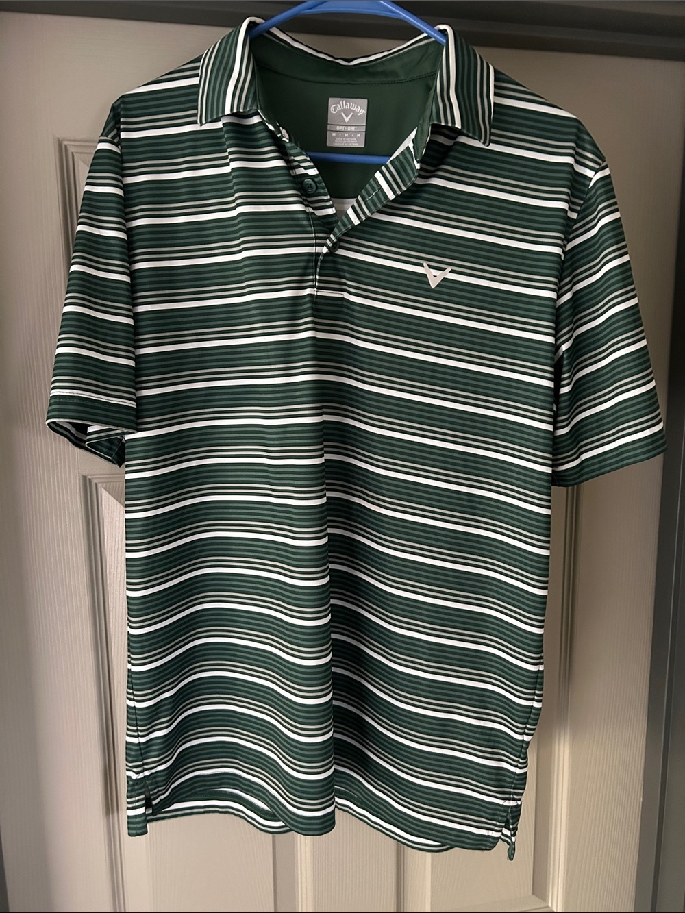 Callaway Green and White Striped Golf Polo